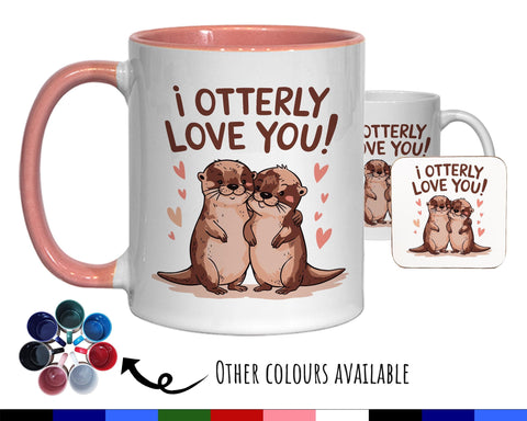 Otter Couple Valentines Day Gift for Boyfriend Husband - 'Otter-ly In Love' Custom Wedding Anniversary 11oz Coffee Mug for Couples SV0016