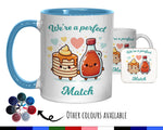 Kawaii Pancake & Syrup Valentines Day Gift for Boyfriend Husband - Perfect Match Custom Wedding Anniversary 11oz Coffee Mug for Couple SV010