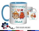 Kawaii Pancake & Syrup Valentines Day Gift for Boyfriend Husband - Perfect Match Custom Wedding Anniversary 11oz Coffee Mug for Couple SV010