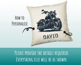 Personalised Motorbike Cushion Gift Printed Name Design - Motorcycle Gift for Men Him Cushion Throw Pillow Gift For Motorcyclist Gift CS0862
