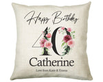 40th Birthday Gift for Women - Personalised Happy Birthday Cushion Age 40 Gift for Her Ladies Floral Design Mum Daughter Sister Forty BNA40C