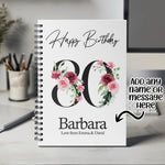 80th Birthday Gift for Women - Personalised Birthday Notebook Age 80 Gift for Her - Ladies Floral Design Nan Gran Ninety BNA80NB