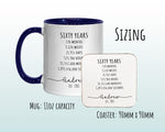 60th Birthday Gift for Men - Personalised Birthday Coffee Mug Coaster Age 60 Gift for Him Mens Lifetime Design Son Dad Grandad Sixty BNG60M