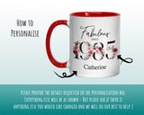 40th Birthday Gift for Women - Fabulous Since 1985 Personalised Coffee Mug Coaster Age 40 Gift for Her - Ladies Floral Design Mum Nan BNC40M