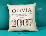 18th Birthday Gift for Women - Personalised 2007 Birthday Cushion Age 18 Gift for Her Ladies Floral Design Daughter Sister Eighteen BND18C