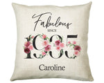90th Birthday Gift for Women - Personalised 1935 Birthday Cushion Age 90 Gift for Her - Ladies Floral Age Design Mum Nan Gran Ninety BNC90C