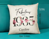 90th Birthday Gift for Women - Personalised 1935 Birthday Cushion Age 90 Gift for Her - Ladies Floral Age Design Mum Nan Gran Ninety BNC90C