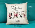 60th Birthday Gift for Women - Personalised 1965 Birthday Cushion Age 60 Gift for Her - Ladies Floral Age Design Mum Nan Gran Sixty BNC60C