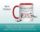 90th Birthday Gift for Women - Wonderful Since 1935 Personalised Coffee Mug Coaster 90 Gift for Her - Ladies Floral Design Nan Gran BND90M