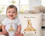 First Mothers Day Gift Personalised Present - Giraffe Design Babygrow Tee Vest Gift for Watercolour Wild Animals - Matching Cushion SMC007