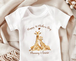 First Mothers Day Gift Personalised Present - Giraffe Design Babygrow Tee Vest Gift for Watercolour Wild Animals - Matching Cushion SMC007