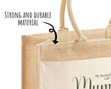 Mummy Gift Personalised Jute Bag - Mothers Day Gift Floral Tote Bag Gift for Mum Mama - Custom Shopping Market Bag - Mummy Bag BT007