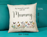 Mummy Gift Cushion - Personalised Scatter Cushion Pillow for Her Women - Butterfly Flowers Custom Name Mama Gift for Mum Mothers Day BC007
