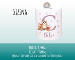 Personalised Money Box for Baby Girl - Owl Design New Baby Gift for New Mum Dad Parents - Pink Initial and Name Ceramic Piggy Bank MB001