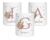 Personalised Money Box for Baby Girl - Sloth Design New Baby Gift for New Mum Dad Parents - Pink Initial and Name Ceramic Piggy Bank MB011