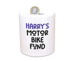 Motorbike Gift Personalised Motorcyclist Money Box Piggy Bank