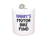 Motorbike Gift Personalised Motorcyclist Money Box Piggy Bank