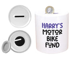 Motorbike Gift Personalised Motorcyclist Money Box Piggy Bank