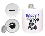Motorbike Gift Personalised Motorcyclist Money Box Piggy Bank