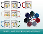 50th Birthday Gift for Men - Awesome Since 1975 Personalised Coffee Mug Coaster Age 50 Gift for Him - Retro Number Design Dad Brother BNG50M