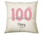 100th Birthday Gift for Women 100 and Fabulous Est 1925 Personalised Birthday Cushion Gift for Her Ladies Pink Design Nan Hundred BNH100C