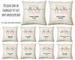 5th Wedding Anniversary Gift for Him for Her - Fifth Cotton Anniversary Gift Cushion Personalised with Names Date Mr and Mrs Married BNJ05C