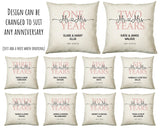 5th Wedding Anniversary Gift for Him for Her - Fifth Cotton Anniversary Gift Cushion Personalised with Names Date Mr and Mrs Married BNJ05C