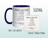 21st Birthday Gift for Men - Personalised Birthday Coffee Mug Coaster Age 21 Gift for Him Mens Lifetime Design Son Brother Twenty One BNG21M