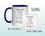 30th Birthday Gift for Men - Personalised Birthday Coffee Mug Coaster Age 30 Gift for Him Mens Lifetime Design - Son Brother Thirty BNG30M