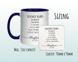 70th Birthday Gift for Men - Personalised Birthday Coffee Mug Coaster Age 70 Gift for Him Mens Lifetime Design Dad Grandad Seventy BNG70M