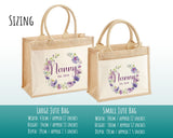 Nanny Gift Personalised Jute Bag - Purple Flower Tote Bag Gift for Grandma Nan - Custom Shopping Market Bag - Bag for Nans Birthday BT006