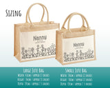 Nanny Gift Personalised Jute Bag - Floral Tote Bag Gift for Grandma Nan - Custom Shopping Market Bag - Nanny Bag for Nans Birthday BT008