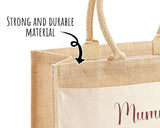 Mummy Gift Personalised Jute Bag - Mothers Day Gift Floral Tote Bag Gift for Mum Mama - Custom Shopping Market Bag - Mummy Bag BT003