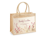 Aunty Gift Personalised Jute Bag - Auntie Birthday Gift Floral Tote Bag Gift for Her Family Friend - Custom Shopping Market Tote Bag BT003