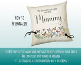 Mummy Gift Cushion - Personalised Scatter Cushion Pillow for Her Women - Butterfly Flowers Custom Name Mama Gift for Mum Mothers Day BC007