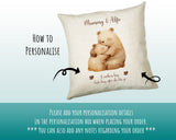 Mum Gift from Son Daughter - Personalised Bear Design Mummy Scatter Cushion Matching Mummy Mug Coaster Gift Set Bundle Gifts for Mum SMC005