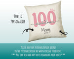 100th Birthday Gift for Women 100 and Fabulous Est 1925 Personalised Birthday Cushion Gift for Her Ladies Pink Design Nan Hundred BNH100C
