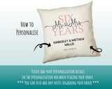 6th Wedding Anniversary Gift for Him for Her - Sixth Cotton Anniversary Gift Cushion Personalised with Names Date Mr and Mrs Married BNJ06C