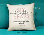 6th Wedding Anniversary Gift for Him for Her - Sixth Cotton Anniversary Gift Cushion Personalised with Names Date Mr and Mrs Married BNJ06C