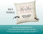 8th Wedding Anniversary Gift for Him for Her - Eighth Cotton Anniversary Gift Cushion Personalised with Names Date Mr and Mrs Married BNJ08C