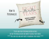 8th Wedding Anniversary Gift for Him for Her - Eighth Cotton Anniversary Gift Cushion Personalised with Names Date Mr and Mrs Married BNJ08C