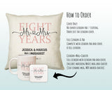 8th Wedding Anniversary Gift for Him for Her - Eighth Cotton Anniversary Gift Cushion Personalised with Names Date Mr and Mrs Married BNJ08C