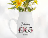 60th Birthday Gift for Women - Fabulous Since 1965 Small Personalised Flower Pot Vase 60 Gift for Her Ladies Floral Design Mum Nan BNC60
