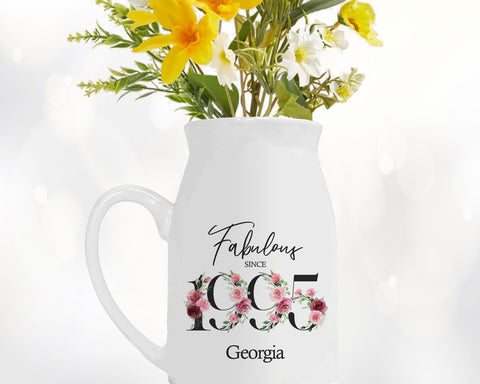 30th Birthday Gift for Her - Fabulous Since 1995 Small Personalised Flower Pot Vase 30 Gifts for Women Floral Design Daughter Sister BNC30