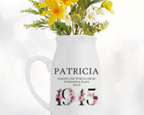 80th Birthday Gift for Women - Wonderful since 1945 Small Personalised Flower Pot Vase 80 Gift for Her Ladies Floral Design Nan Gran BND80