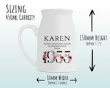 70th Birthday Gift for Women - Wonderful since 1955 Small Personalised Flower Pot Vase 70 Gift for Her Ladies Floral Design Nan Gran BND70