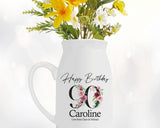 90th Birthday Gift for Women - Happy Birthday 90 Small Personalised Flower Pot Vase 1935 Gift for Her Ladies Floral Design Nan Gran BNA90