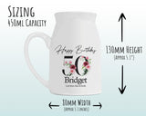 50th Birthday Gift for Women - Happy Birthday 50 Small Personalised Flower Pot Vase 1975 Gift for Her Ladies Floral Design Mum Nan BNA50