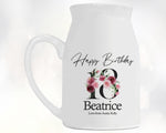18th Birthday Gift for Her - Happy Birthday 18 Small Personalised Flower Pot Vase 2007 Gift for Women Floral Design Daughter Sister BNA18