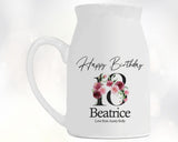 18th Birthday Gift for Her - Happy Birthday 18 Small Personalised Flower Pot Vase 2007 Gift for Women Floral Design Daughter Sister BNA18